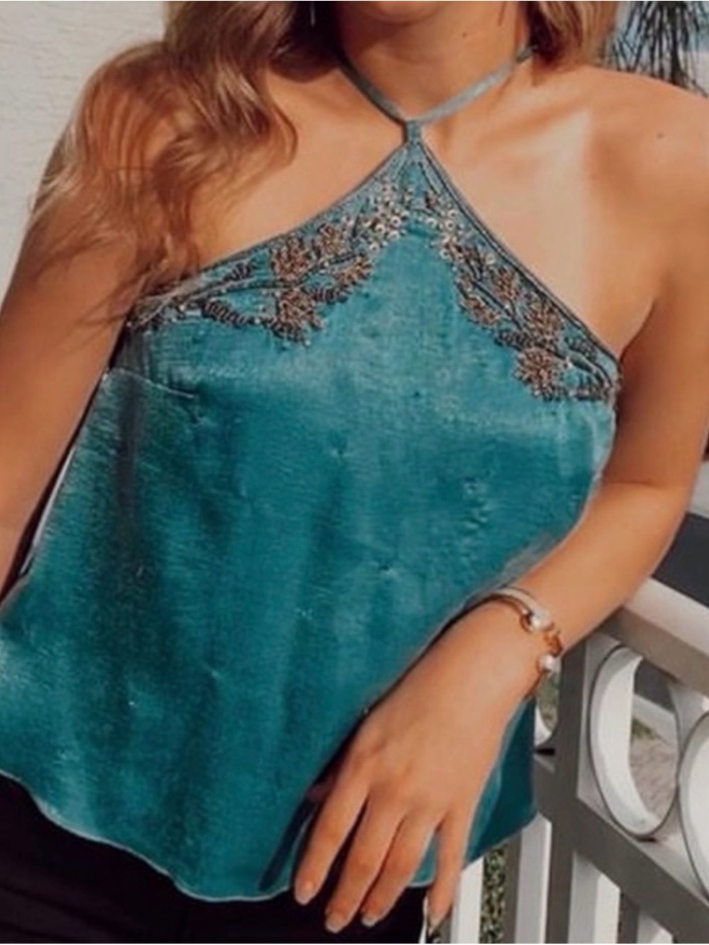 Free People Halter Top with beading